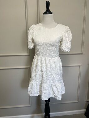 Gianni Bini White Textured Mini Dress